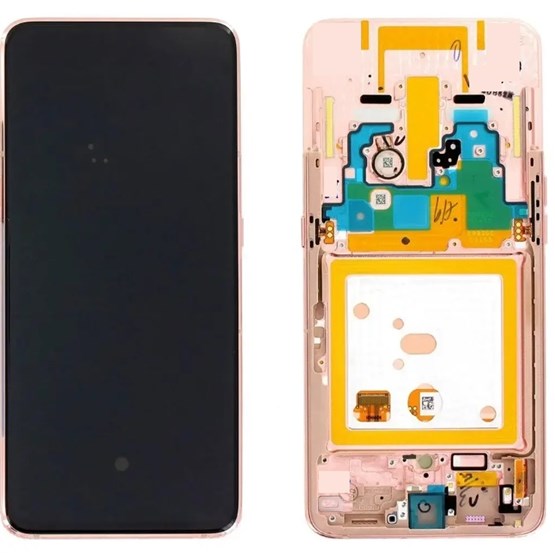 Samsung Galaxy A80 SM-A805 Lcd Ekran Dokunmatik (Çıtalı Servis Orijinal Pembe)