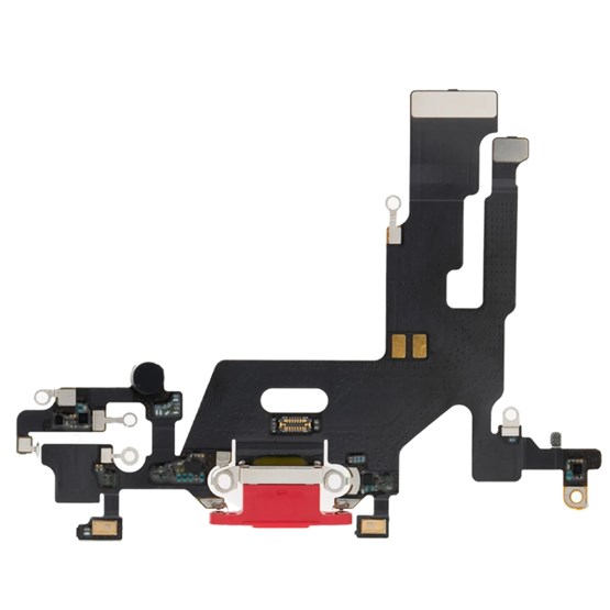 Apple iPhone 11 Şarj Soketi Kulaklık Mikrofon Film Bordu Kırmızı