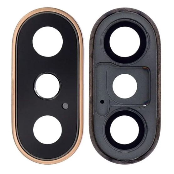 Apple iPhone XS Max Kamera Camı Kamera Lensi Çerçeveli Full Gold Altın