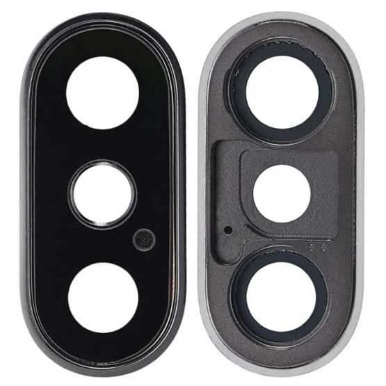 Apple iPhone XS Max Kamera Camı Kamera Lensi Çerçeveli Full Gümüş Silver